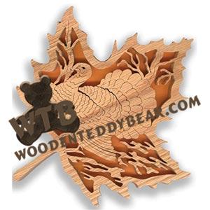 Forest Leaf Turkey fretwork scroll saw pattern | The Wooden Teddy Bear