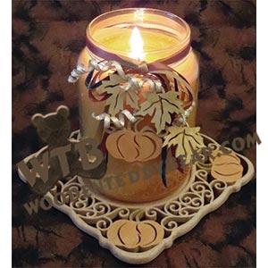 Autumn Pumpkins Candle Tray & Charm Set fretwork scroll saw pattern | The Wooden Teddy Bear