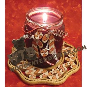 Candy Cane Candle Tray & Charm Set fretwork scroll saw pattern | The Wooden Teddy Bear