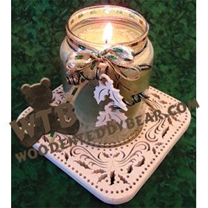 Holly Candle Tray & Charm Set fretwork scroll saw pattern | The Wooden Teddy Bear