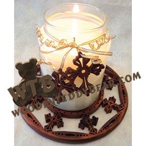 Cross Fretwork Candle Tray & Charm Set fretwork scroll saw pattern | The Wooden Teddy Bear