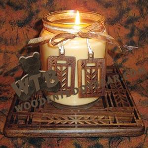 FL Wright Inspired Candle Tray & Charm Set fretwork scroll saw pattern | The Wooden Teddy Bear