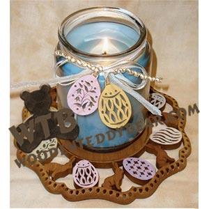 Easter Eggs & Bunnies Candle Tray & Charm Set fretwork scroll saw pattern | The Wooden Teddy Bear