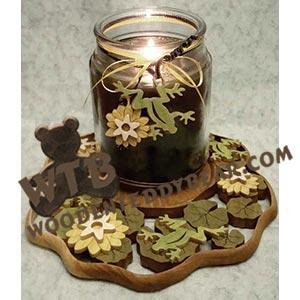 Lily Pad & Frogs Candle Tray & Charm Set fretwork scroll saw pattern | The Wooden Teddy Bear