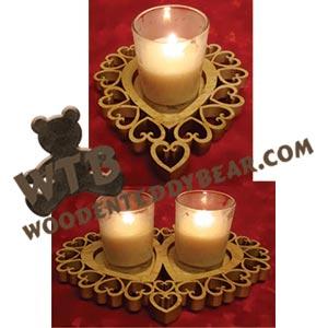 Heart Votive & Tealight Candle Tray fretwork scroll saw pattern | The Wooden Teddy Bear