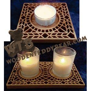 Wright Inspired Votive & Tealight Candle Tray fretwork scroll saw pattern | The Wooden Teddy Bear