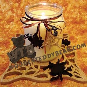 Creepy Spiders & Web Candle Tray & Charm Set fretwork scroll saw pattern | The Wooden Teddy Bear