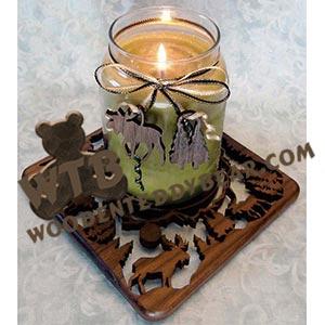 Moose Candle Tray & Charm Set fretwork scroll saw pattern | The Wooden Teddy Bear