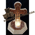 Pedestal Cross Candle Holder fretwork scroll saw pattern | The Wooden Teddy Bear