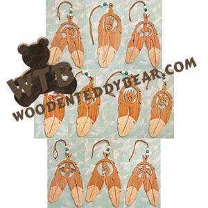 Southwestern Symbol Feather Ornaments fretwork scroll saw pattern | The Wooden Teddy Bear