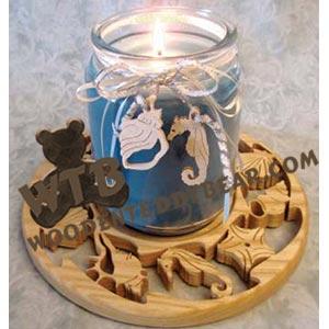 Seashell Candle Tray & Charm Set fretwork scroll saw pattern | The Wooden Teddy Bear