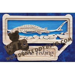 Self Framing Gone Fishing Sturgeon fretwork scroll saw pattern | The Wooden Teddy Bear