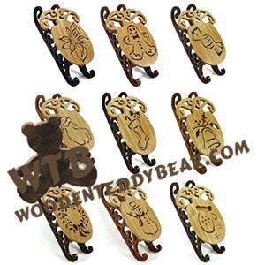 Winter Sled Ornaments fretwork scroll saw pattern | The Wooden Teddy Bear