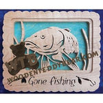 Self Framing Gone Fishing Carp fretwork scroll saw pattern | The Wooden Teddy Bear