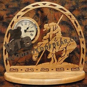 End of the Trail Desk Clock fretwork scroll saw pattern | The Wooden Teddy Bear