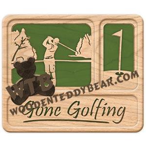 Self Framing Gone Golfing Plaque fretwork scroll saw pattern | The Wooden Teddy Bear