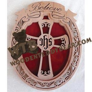 Self Framing Believe Cross fretwork scroll saw pattern | The Wooden Teddy Bear