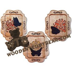 Damask Butterfly Silhouette Plaques fretwork scroll saw pattern | The Wooden Teddy Bear