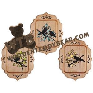 Damask Songbird Silhouette Plaques fretwork scroll saw pattern | The Wooden Teddy Bear