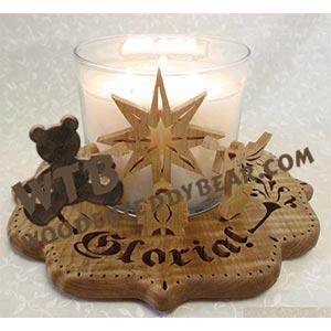 Gloria Nativity Dimensional Candle Tray fretwork scroll saw pattern | The Wooden Teddy Bear