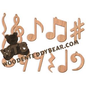 Musical Note Ornaments fretwork scroll saw pattern | The Wooden Teddy Bear