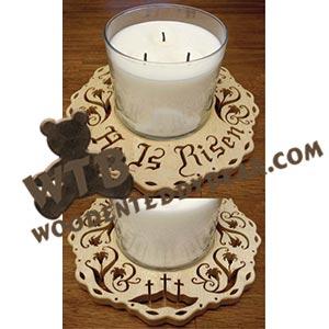 He is Risen Candle Tray fretwork scroll saw pattern | The Wooden Teddy Bear