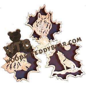 Little Leaves Wolves fretwork scroll saw pattern | The Wooden Teddy Bear