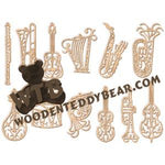 Filigree Instrument Ornaments fretwork scroll saw pattern | The Wooden Teddy Bear