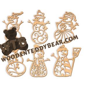 Filigree Snowman Ornaments fretwork scroll saw pattern | The Wooden Teddy Bear