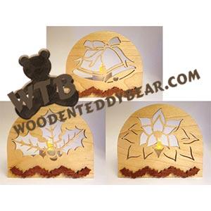 3 Christmas Tealight Candle Holders fretwork scroll saw pattern | The Wooden Teddy Bear