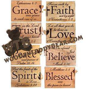 Set of All 8 Bible Passage Plaques fretwork scroll saw pattern | The Wooden Teddy Bear