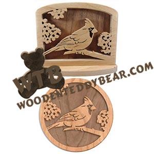 Cardinal Napkin Holder & Plaque fretwork scroll saw pattern | The Wooden Teddy Bear