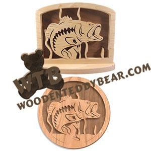 Bass Napkin Holder & Plaque fretwork scroll saw pattern | The Wooden Teddy Bear