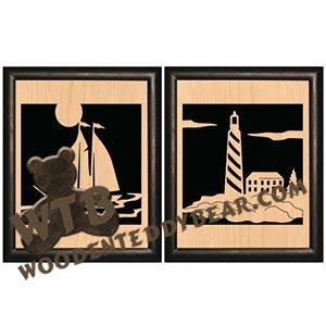 Early Inspirations Lighthouse & Sailboat Portraits fretwork scroll saw pattern | The Wooden Teddy Bear