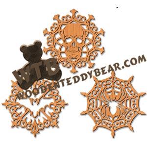 Three Halloween Trivets or Plaques fretwork scroll saw pattern | The Wooden Teddy Bear