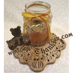 Give Thanks Candle Tray & Charm Set fretwork scroll saw pattern | The Wooden Teddy Bear