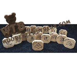 Christmas Letter Blocks fretwork scroll saw pattern | The Wooden Teddy Bear