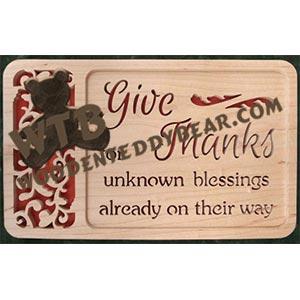 Self Framing Give Thanks Plaque fretwork scroll saw pattern | The Wooden Teddy Bear