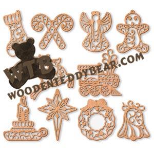 Traditional Christmas Filigree Ornaments fretwork scroll saw pattern | The Wooden Teddy Bear