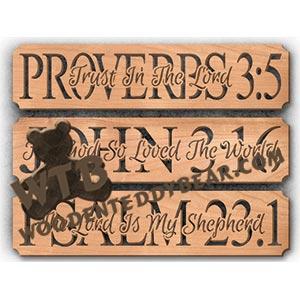 Prov. 3:5 John 3:16 Ps. 23:1 Set fretwork scroll saw pattern | The Wooden Teddy Bear