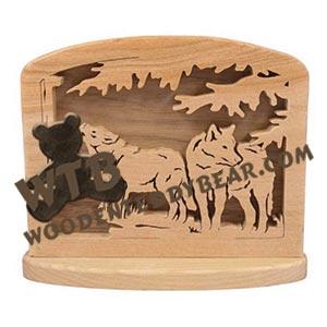 Wolves Napkin Holder & Plaque Set fretwork scroll saw pattern | The Wooden Teddy Bear