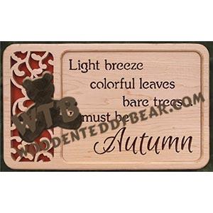 It Must Be Autumn Self Framing Plaque fretwork scroll saw pattern | The Wooden Teddy Bear
