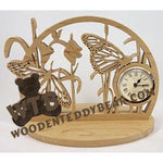 Butterflies Desk Clock fretwork scroll saw pattern | The Wooden Teddy Bear