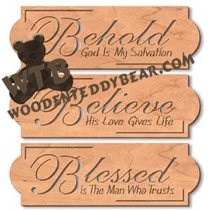 Behold Believe & Blessed Word Art Set fretwork scroll saw pattern | The Wooden Teddy Bear