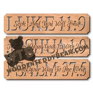 Luke 11:9 Joshua 1:9 Psalm 37:5 Set fretwork scroll saw pattern | The Wooden Teddy Bear