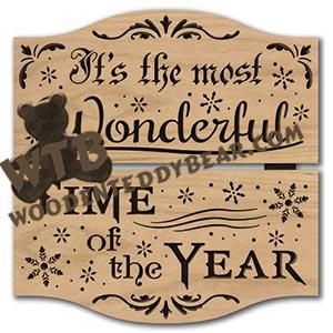 Most Wonderful Time Sectional Plaque fretwork scroll saw pattern | The Wooden Teddy Bear