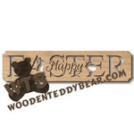Happy Easter with Bunnies Word Art fretwork scroll saw pattern | The Wooden Teddy Bear