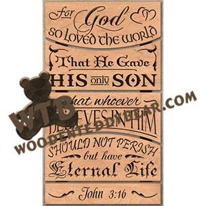 John 3:16 Sectional Plaque fretwork scroll saw pattern | The Wooden Teddy Bear