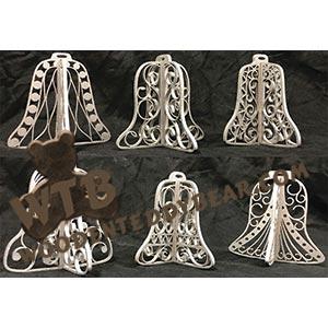 Slotted Filigree Bell Ornaments fretwork scroll saw pattern | The Wooden Teddy Bear