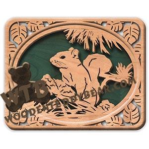 Self Framing Leaf Bordered Squirrel fretwork scroll saw pattern | The Wooden Teddy Bear